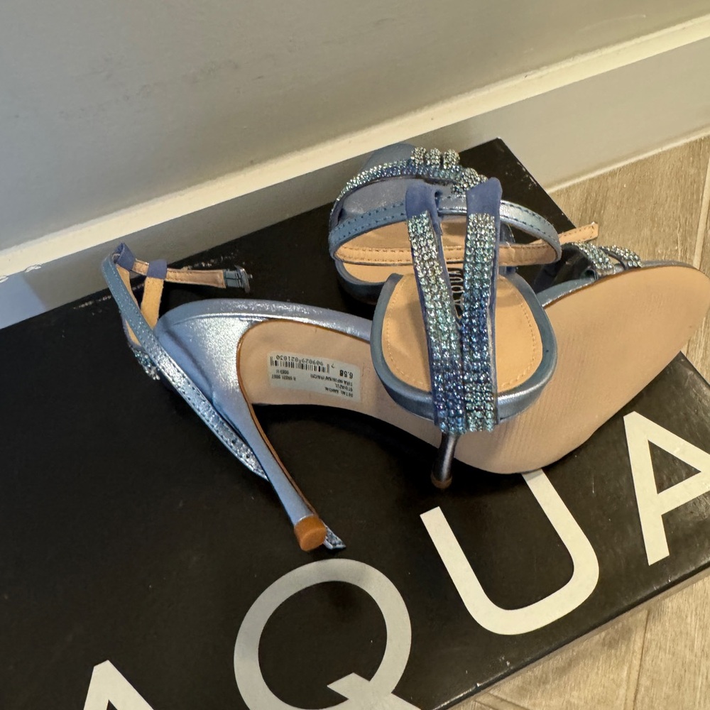 Aqua Shimmering Blue Heels - Picture 6 of 8